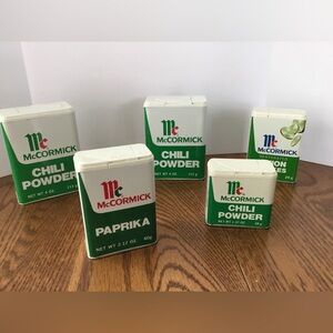 Vintage Green McCormick Spice Tins, 5